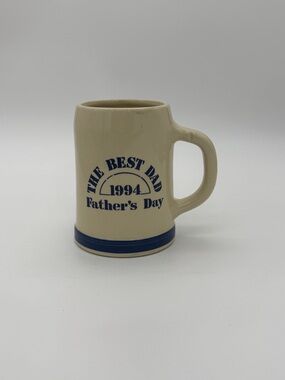 Vtg. 1994 THE BEST DAD Fathers Day 16oz Stein Mug With Sturdy Handle Commem Gift